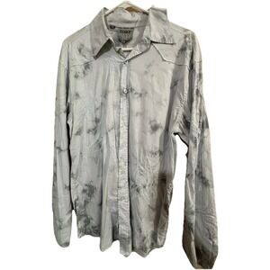 Roar Button Down Shirt Mens Medium Vintage Y2K Embroidered Long Sleeve Gray